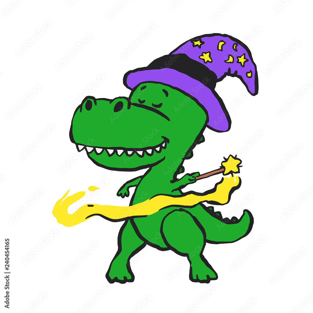 Obraz premium Wizard dinosaur funny cartoon