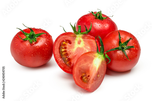 Red tomatoes set isolated on white background