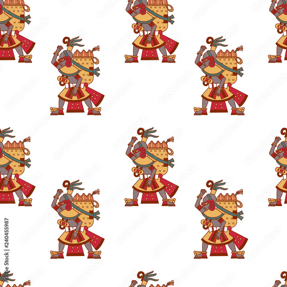 Fototapeta premium Aztec cacao chocolate seamless pattern design. Vector illustration.