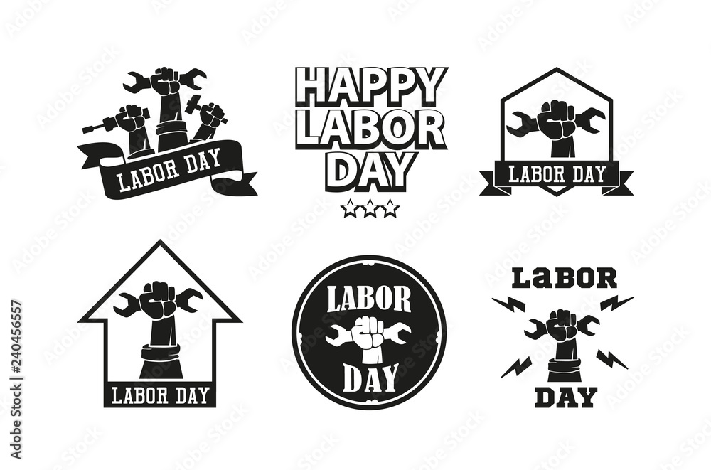 Fototapeta premium Labor day poster design in flat style. Vector illustration.