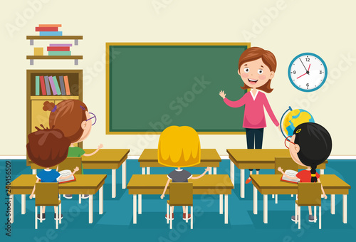 Vector Illustration Of Classroom