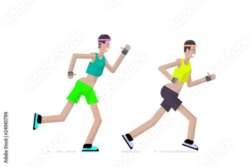 Sport a runner character design in flat style. Vector illustration.
