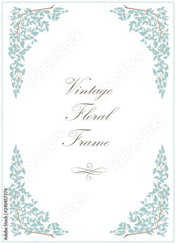 Floral frame design in vintage style with calligraphy.