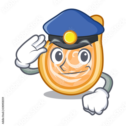 Police chicken coxinhas on the table cartoon