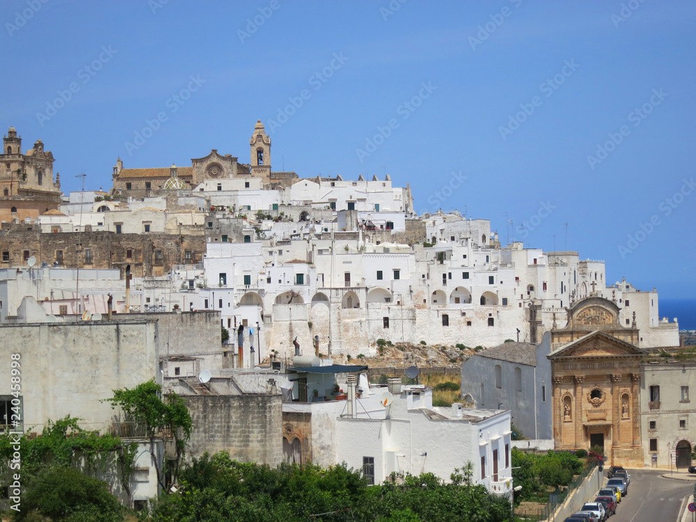 view of the historical town Ostuni in Puglia Italy