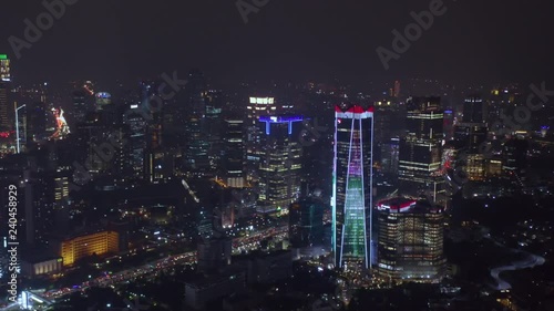 Wallpaper Mural JAKARTA, Indonesia - December 17, 2018: Beautiful aerial view of night time in Jakarta financial center with skyscrapers view and night lights. Shot in 4k resolution Torontodigital.ca