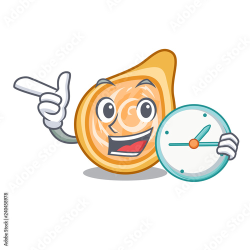 With clock snacks coxinha on a character plates