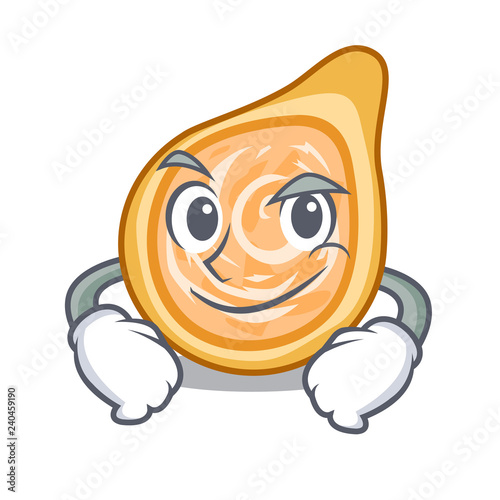 Smirking snacks coxinha on a character plates