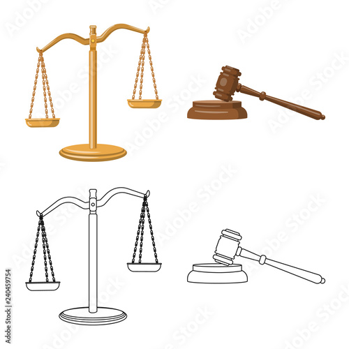 Isolated object of law and lawyer logo. Collection of law and justice stock vector illustration.