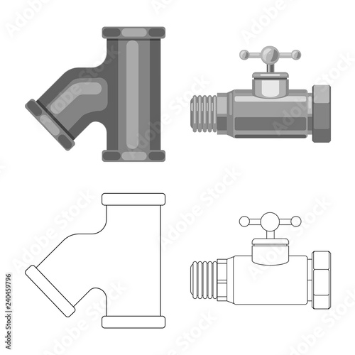 Isolated object of pipe and tube sign. Set of pipe and pipeline vector icon for stock.