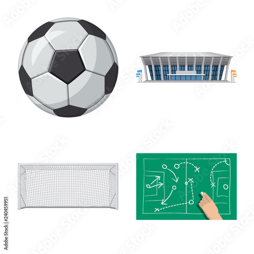 Vector illustration of soccer and gear symbol. Collection of soccer and tournament stock symbol for web.