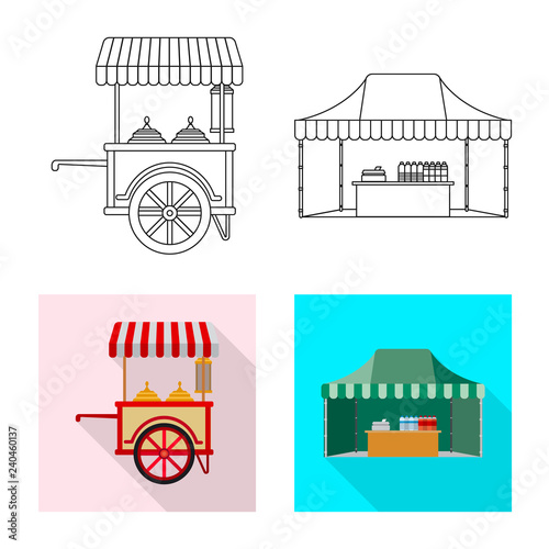 Vector illustration of market and exterior symbol. Collection of market and food stock vector illustration.