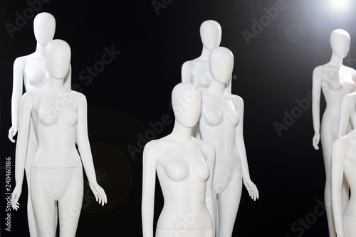 White Naked Mannequin over black background   Women Model empty body to show in shop and wait for ready to wear dress to put on