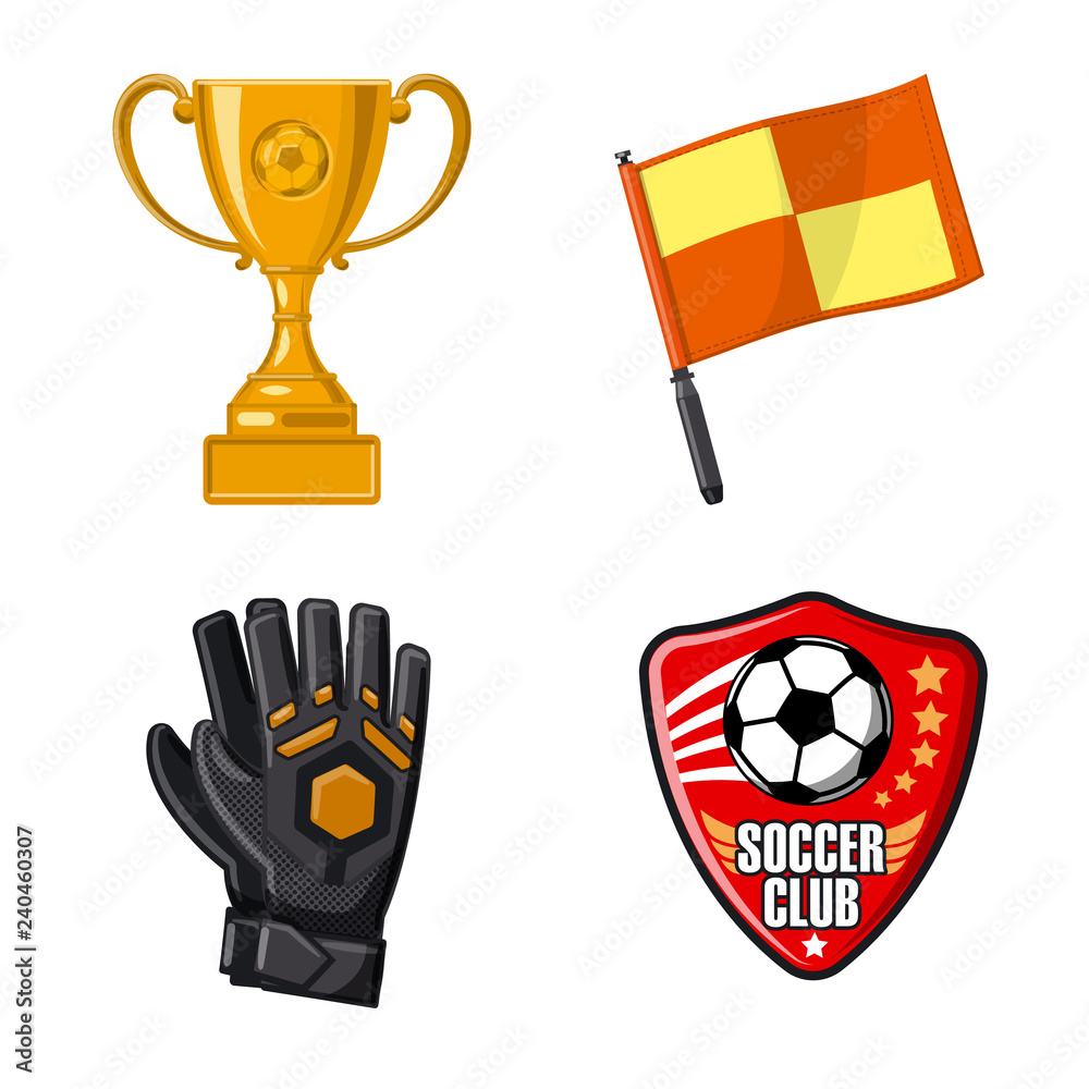 Vector illustration of soccer and gear symbol. Set of soccer and tournament stock vector illustration. Vector illustration of soccer and gear symbol. Set of soccer and tournament stock vector illustration.