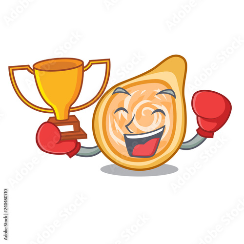 Boxing winner chicken coxinha in shape a cartoon