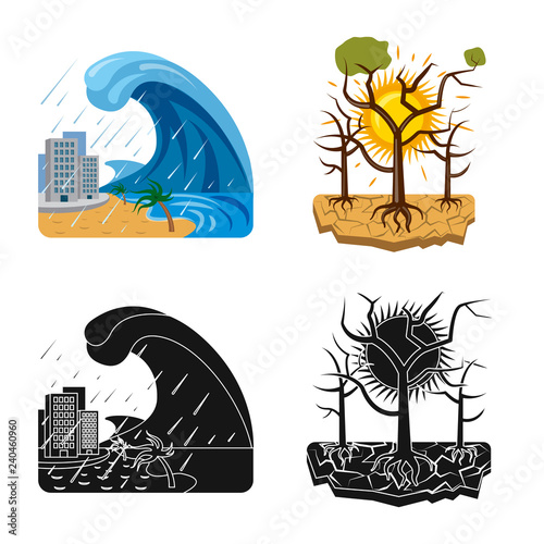Vector design of natural and disaster symbol. Collection of natural and risk vector icon for stock.