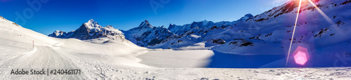 Wetterhorn 3692m mountain peak, seen from path between First and Faulhorn, Grindelwald, Switzerland photo