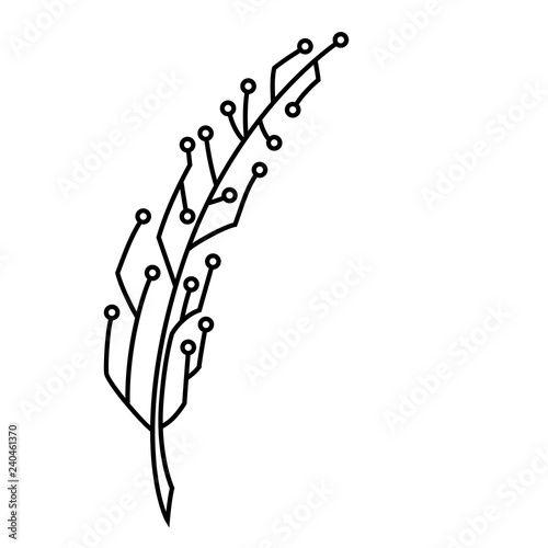 Stilised quill made of curcit. Digital creativity concept. Logo or icon design