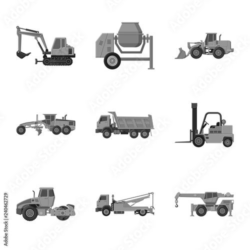 Vector design of build and construction icon. Set of build and machinery stock symbol for web.
