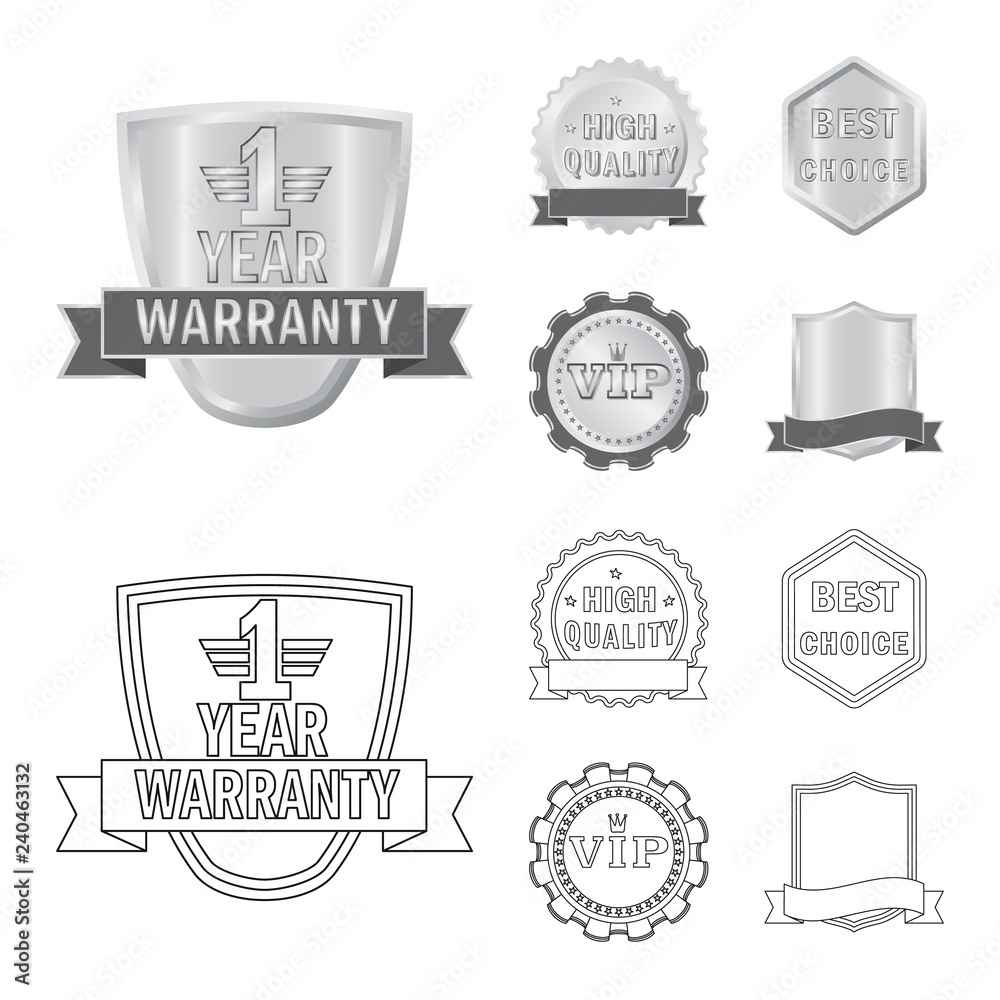 Isolated object of emblem and badge symbol. Collection of emblem and sticker stock vector illustration.