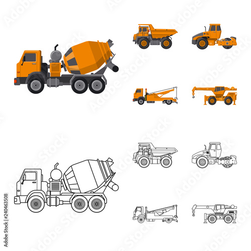 Vector illustration of build and construction icon. Set of build and machinery vector icon for stock.