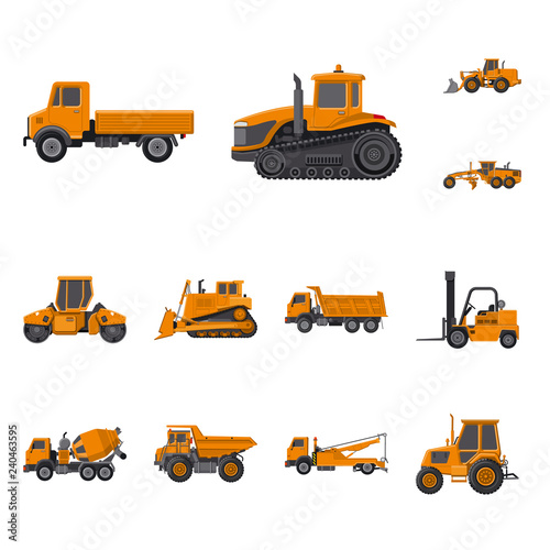 Isolated object of build and construction symbol. Collection of build and machinery stock symbol for web.