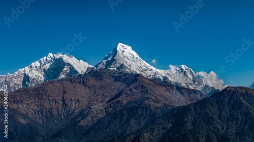 Annapurna Mountain Range in the Himalayas in Nepal. View from Poon Hill © FootageLab