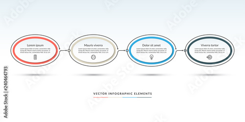 Timeline infographic template of 4 options, steps, parts. Can be used for web design, diagram, chart, graph, business presentation.