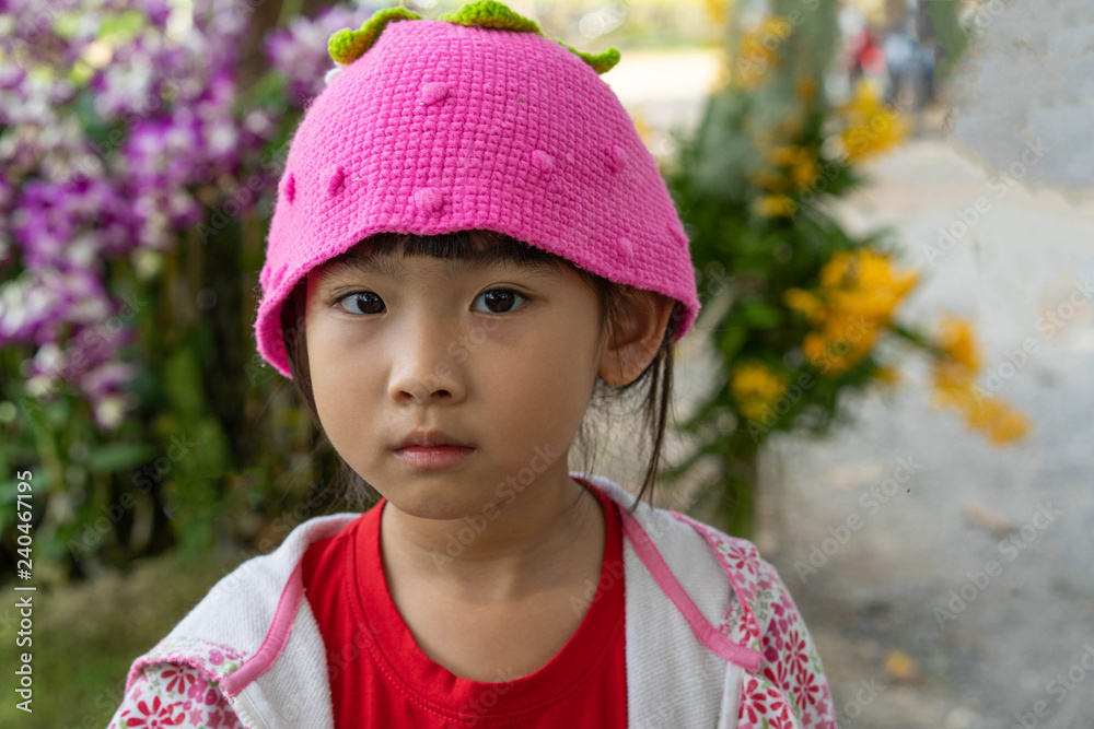 Portrait child girl Asian happy In red shirt Portrait child girl Asian happy In red shirt