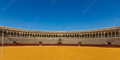 Stands in the bullring Arena Real Maestranza de Cavalry (Plaza de toros de la Real Maestranza de Caballeria) in Seville, Spain.