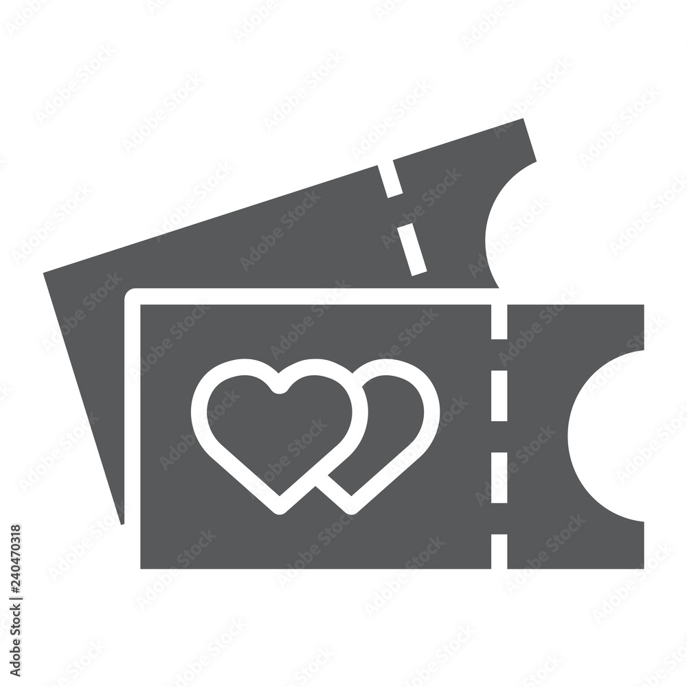Tickets glyph icon, event and pass, cinema tickets sign, vector graphics, a solid pattern on a white background. Tickets glyph icon, event and pass, cinema tickets sign, vector graphics, a solid pattern on a white background.