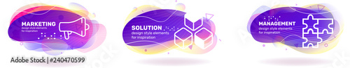 Vector creative set of business color shape illustration with text and icon on white background.