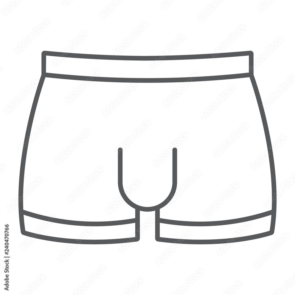 Men underware thin line icon, male and underwear, briefs sign, vector graphics, a linear pattern on a white background. Men underware thin line icon, male and underwear, briefs sign, vector graphics, a linear pattern on a white background.