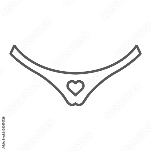 Woman briefs thin line icon, female and underwear, panties sign, vector graphics, a linear pattern on a white background.