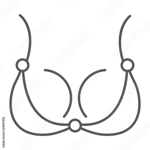Bra thin line icon, underwear and woman, lingerie sign, vector graphics, a linear pattern on a white background.