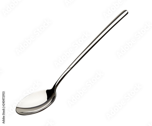 Empty stainless steel spoon isolated on white background including clipping path