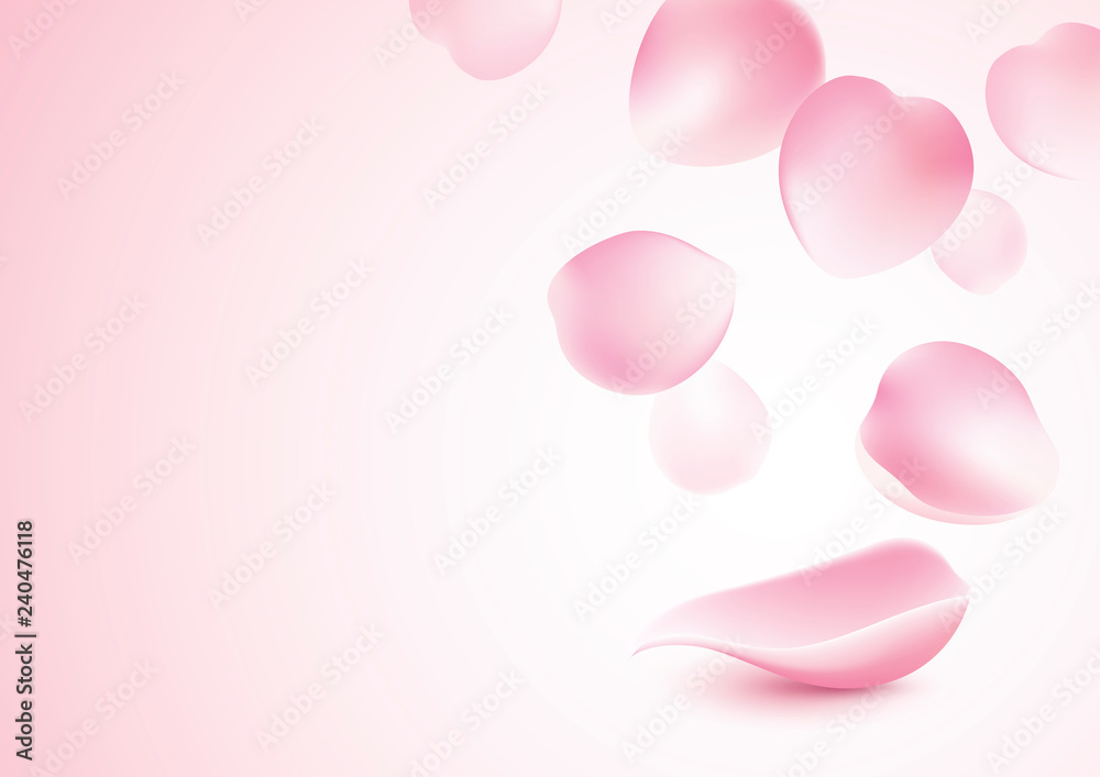 Rose petals falling on pink background vector illustration Rose petals falling on pink background vector illustration
