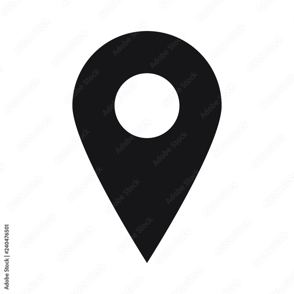 Pin icon vector. Location sign Isolated on white background. Navigation map, gps, direction, place, compass, contact, search concept. Flat style for graphic design, logo, Web, UI, mobile app. Pin icon vector. Location sign Isolated on white background. Navigation map, gps, direction, place, compass, contact, search concept. Flat style for graphic design, logo, Web, UI, mobile app.