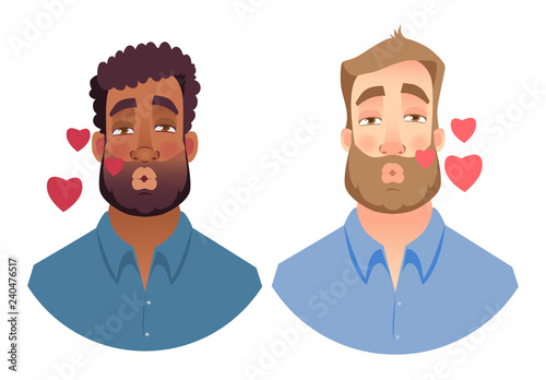 emotions of man face set