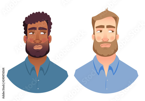 emotions of man face set
