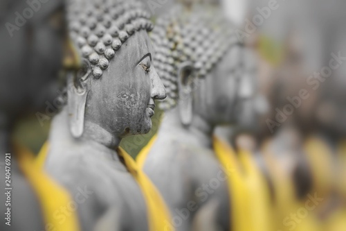 Buddha Statues in Seema Malaka Temple, Colombo, Sri Lanka. Selective Focus.