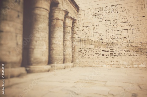 Temple of Medinet Habu in Luxor, Egypt. Selective Focus.