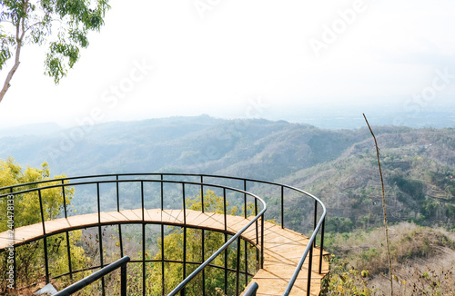 View point at Pinus Pengger, a beautiful pine forest with a lot of photo opportunities in Bantul, Indonesia photo