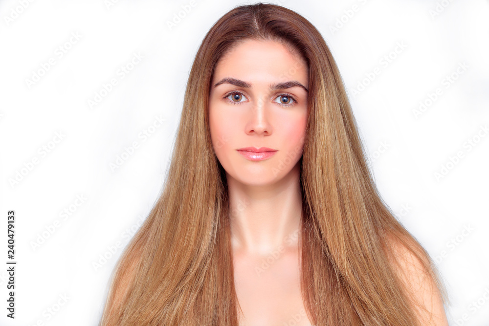 Portrait of a beautiful woman with open blond and long hair Portrait of a beautiful woman with open blond and long hair