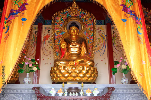 Bodhisattva golden body sculpture in Hengshan Dajue Temple, Luan County, Hebei Province, China photo