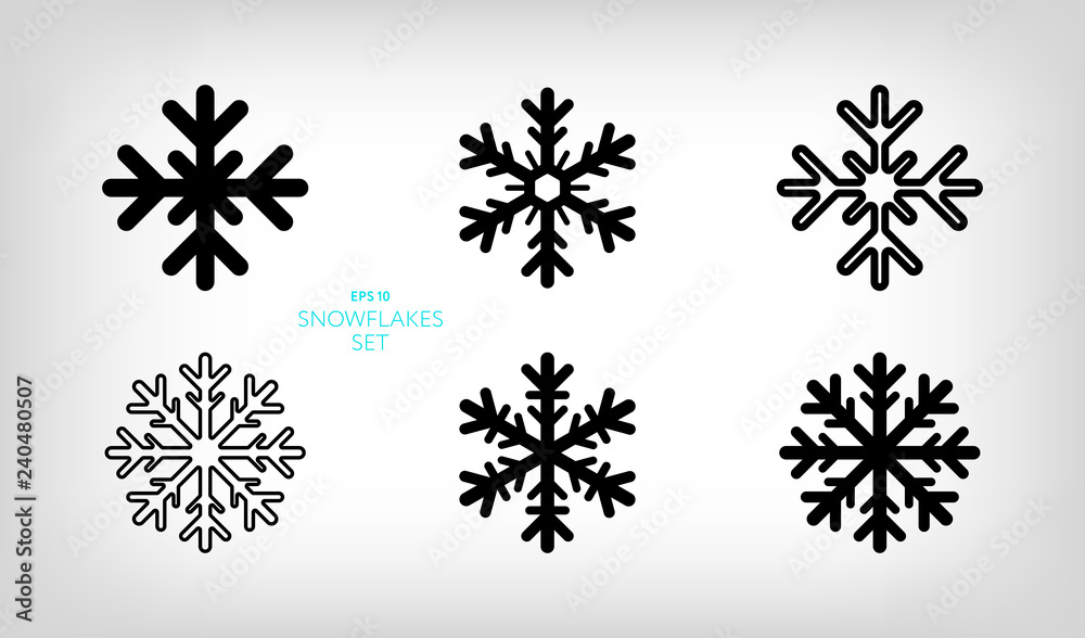 set of vector stylized snowflakes