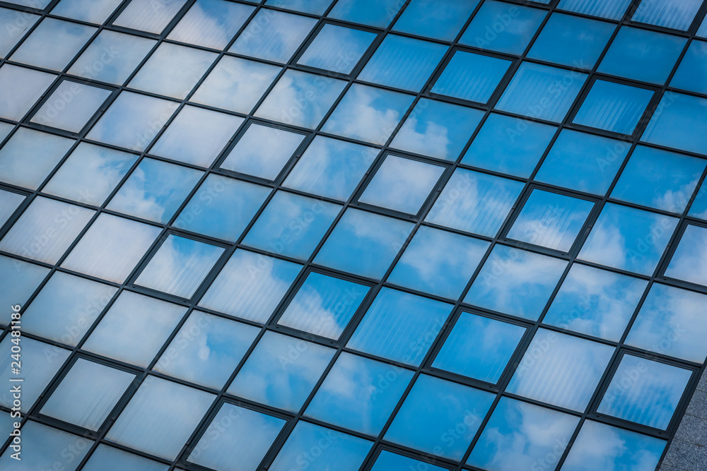 Abstract view of modern blue glass business center Abstract view of modern blue glass business center