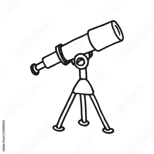 Hand drawn telescope doodle icon