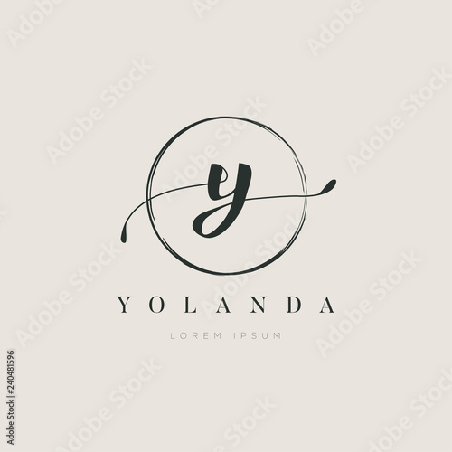 Simple Elegant Letter Y Logo With Circle Brush