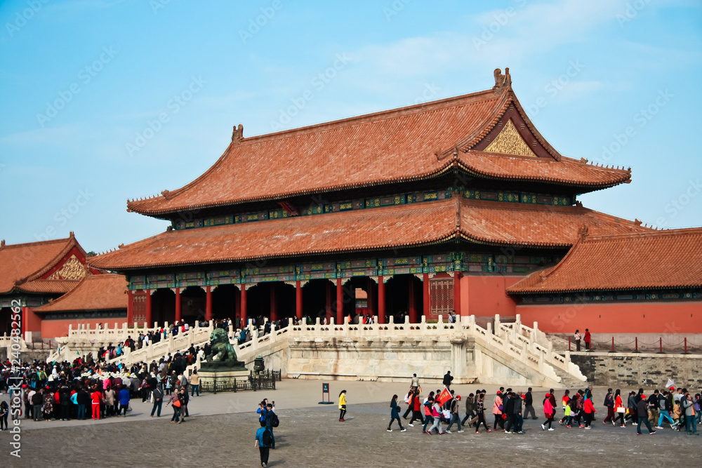 Crowds of tourists in the forbidden city Crowds of tourists in the forbidden city